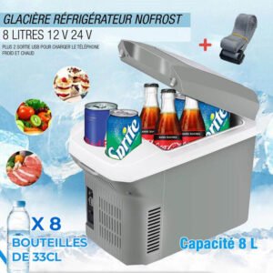 Glacière réfrigérateur NOFROST électrique 8 litres 12 v 24 v